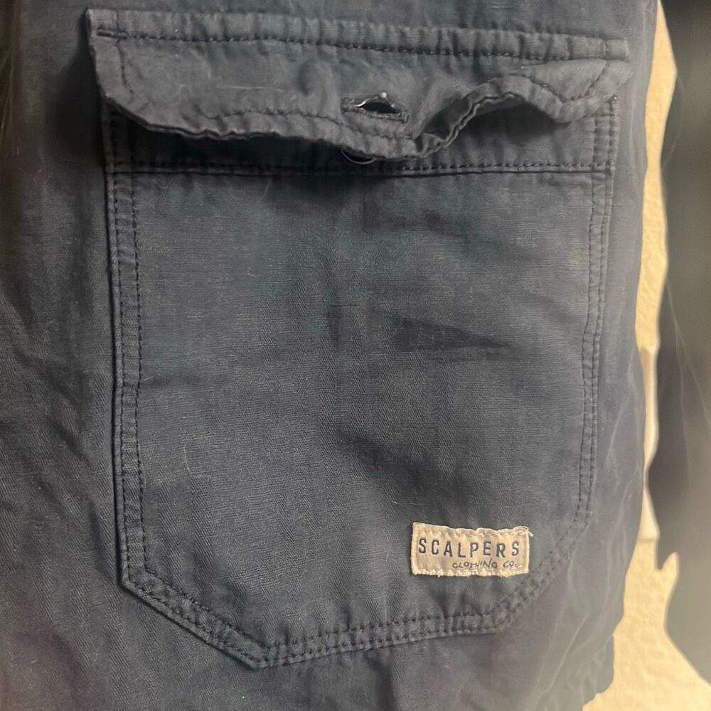 ✨Scalpers Linen Blend Button Down Navy Sz 40 Jacket✨ - Picture 5 of 7
